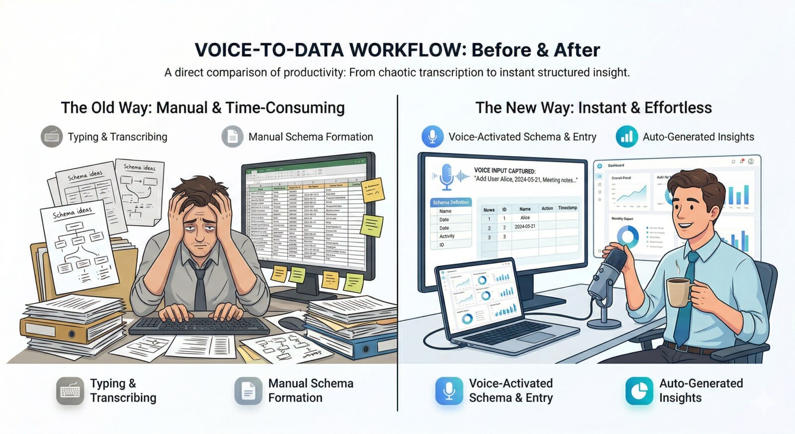 Manual data entry vs voice-based automated structured data entry